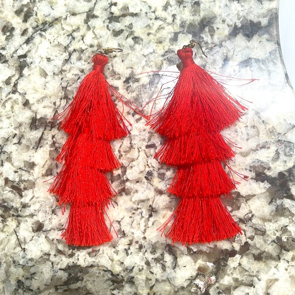 These red fringe earrings are great for any occasion or gameday!!